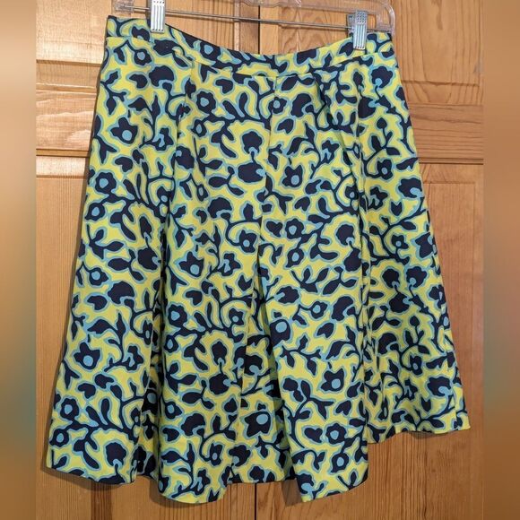Draper James 6 Skirt Vidalia Vine‎ Blue Yellow 100% Silk - Picture 1 of 14